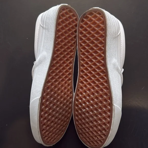 Vans - white leathered slip on shoes. Like new. Mens 6.5. Women’s 8. - Picture 2 of 3